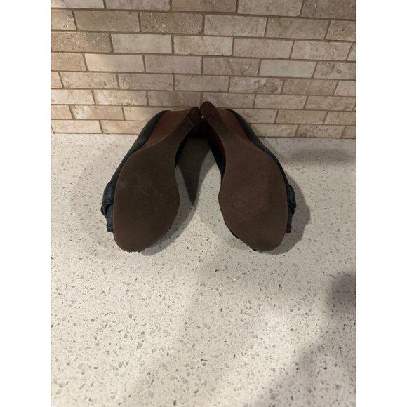 Tory Burch Emma High Open Toe Cork Wedges Black Size 5.5 - Picture 5 of 5
